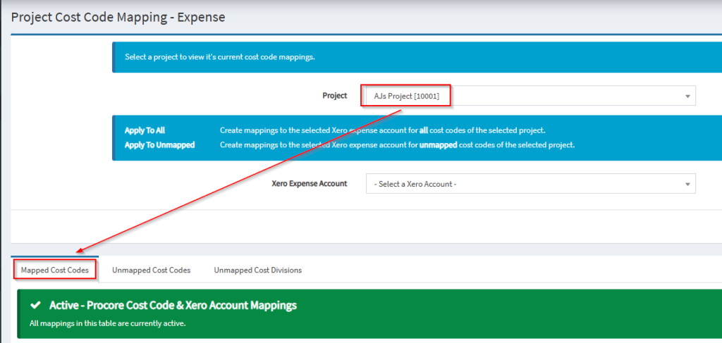 How to map project specific cost codes in OneCore Xero – Interfy Help