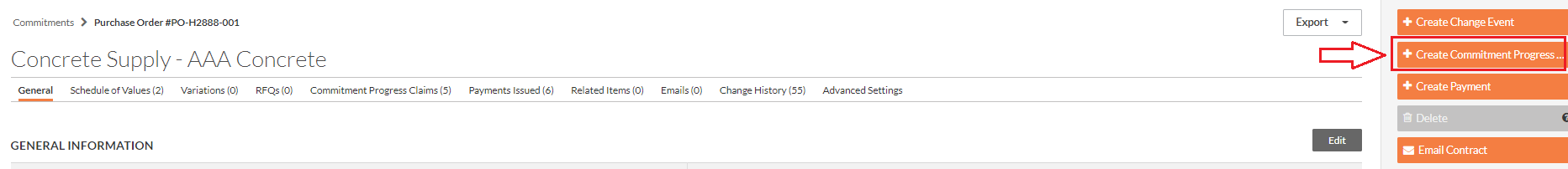 Creating and paying a commitment claim in Procore from MYOB – Interfy Help