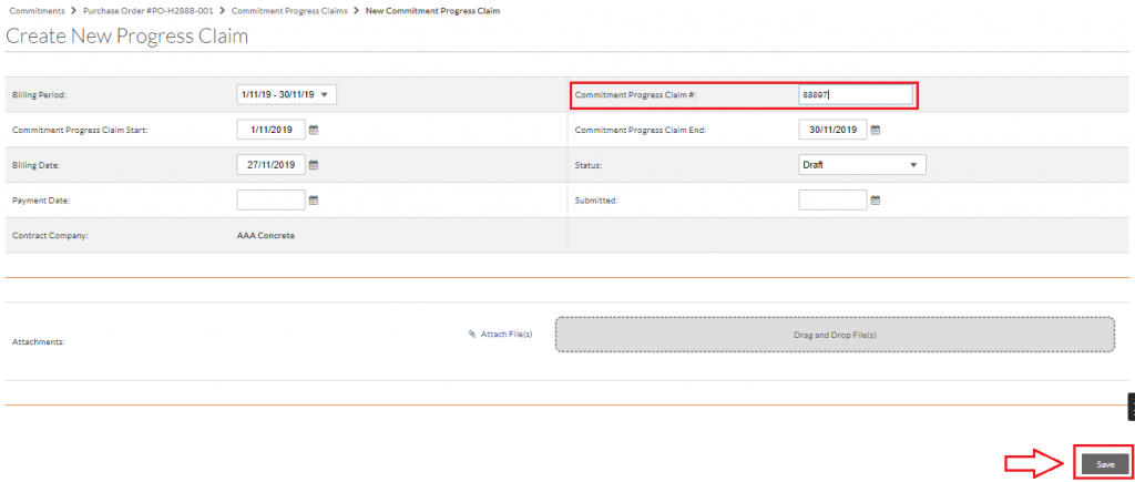 Creating and paying a commitment claim in Procore from MYOB – Interfy Help