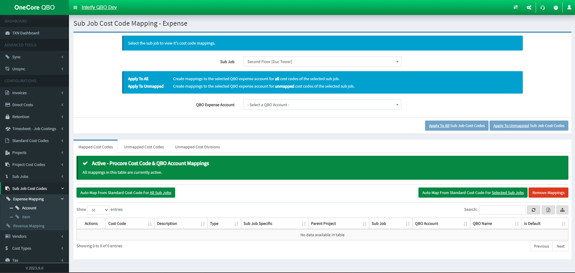 sub-job-cost-codes-expense-mapping-account