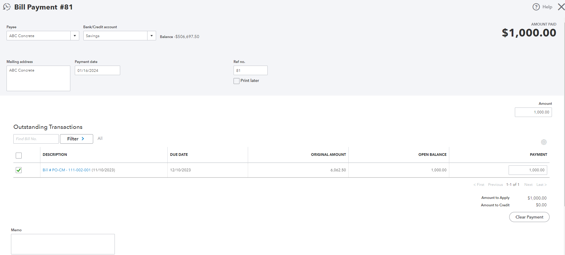 Partial payments from QuickBooks to Procore and GST – Interfy Help