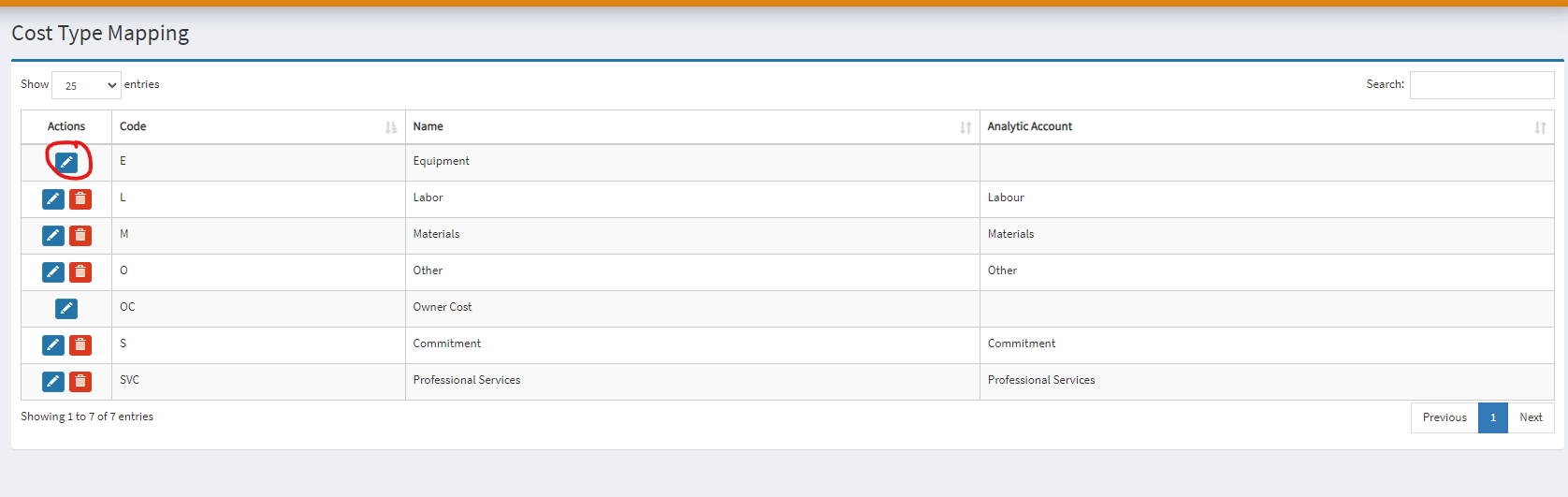 How to map Procore Cost Type in OneCore for Odoo – Interfy Help